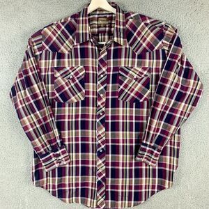 Outlaw Western Wear Shirt Mens 3XLT Purple Plaid Pearl Snap‎ Cowboy Casual Ranch